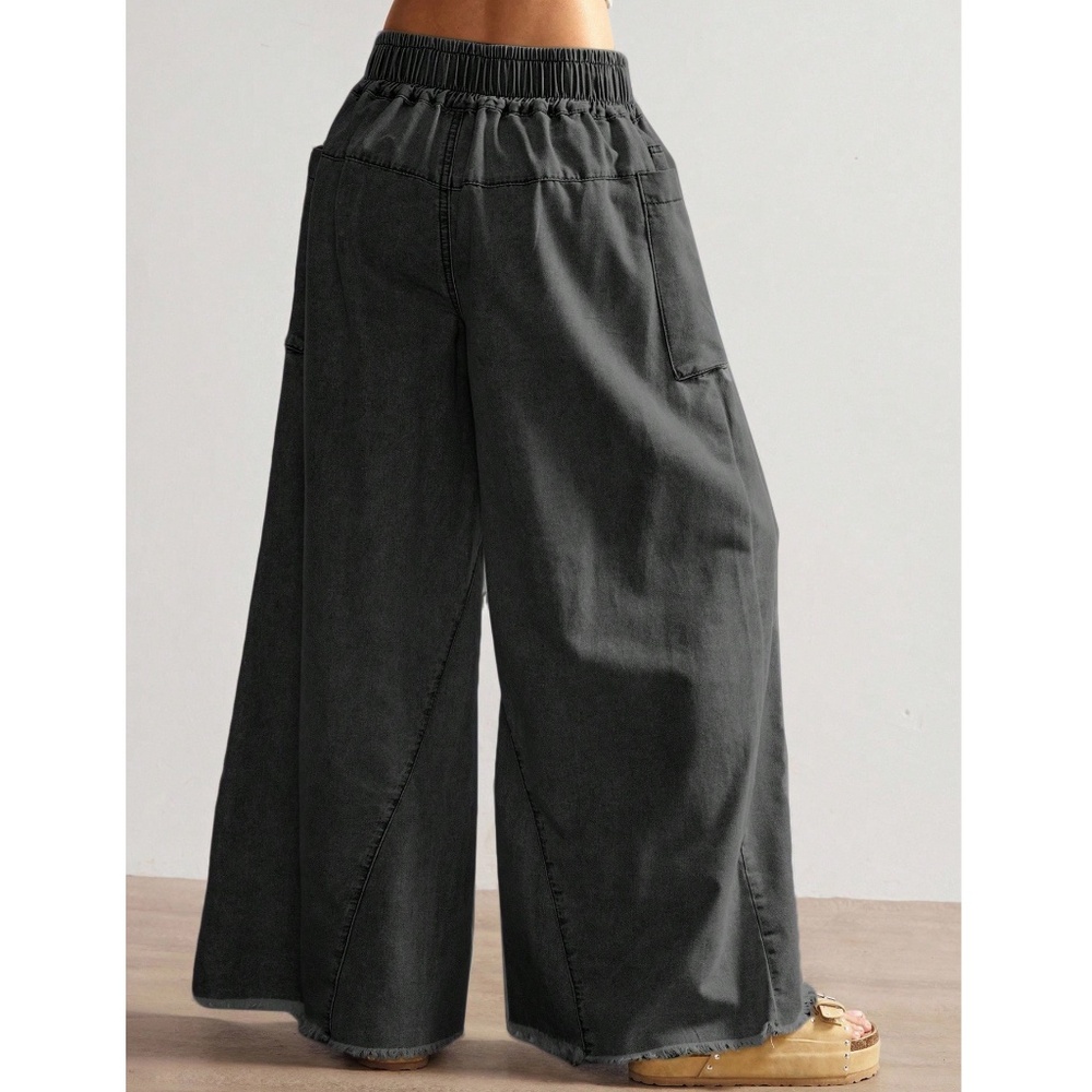 Light Wash Stretchy Waist Wide leg Denim Pants jeans - Picture 5 of 9